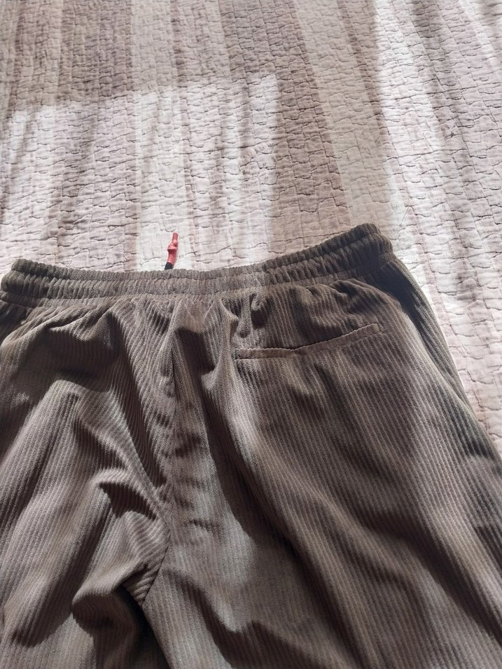 beli lastikli  Rahat Kesim Kadın kadife fitilli  Pantolon - Görsel 4