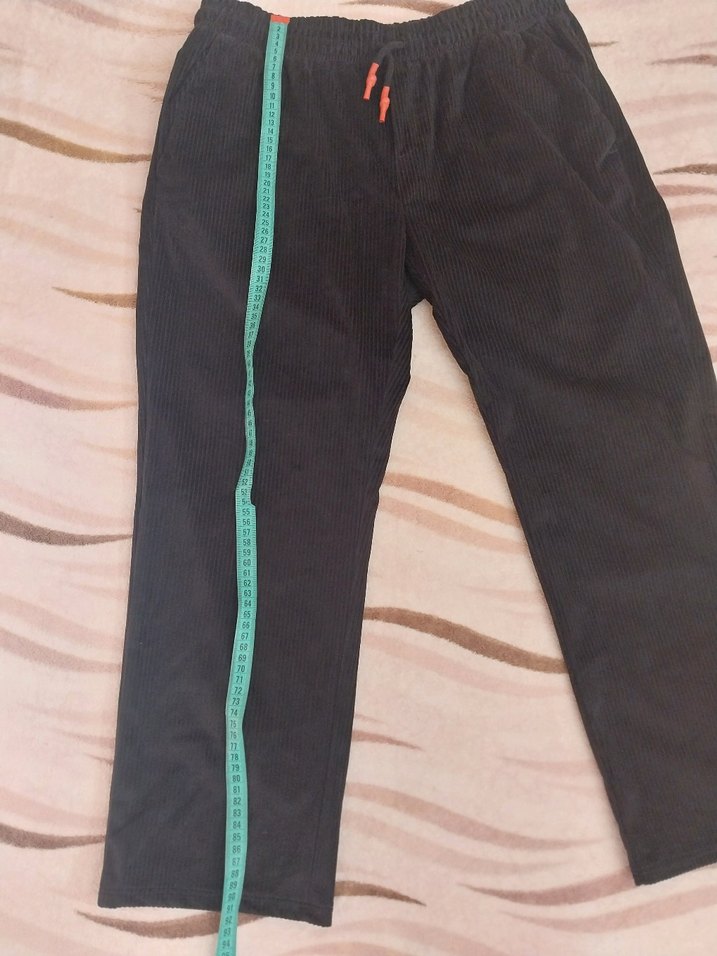 lacivert Kadın kadife fitilliRahat Pantolon - Görsel 5