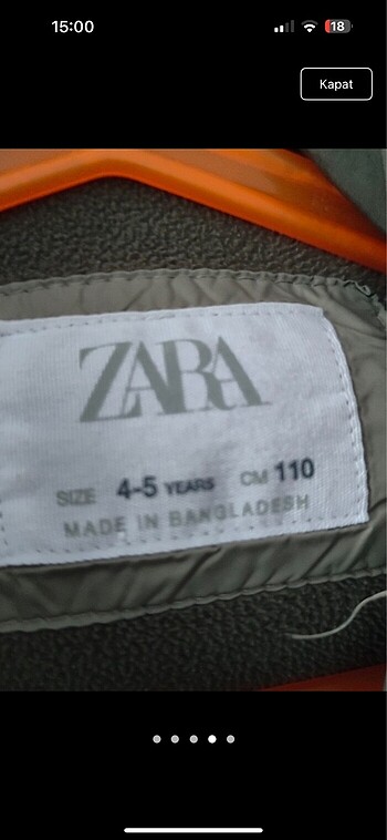 4 Yaş Beden haki Renk Zara çocuk mont