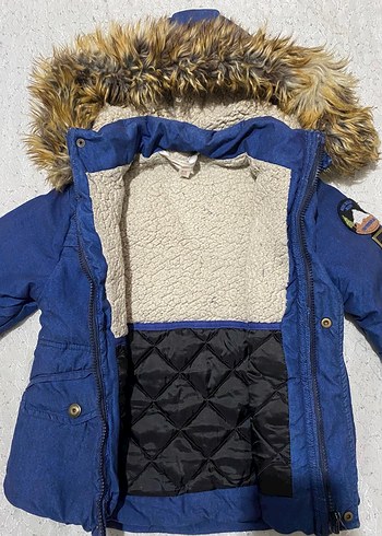 4/5 yaş Koyu Mavi Kürklü Erkek Çocuk Mont - Görsel 2