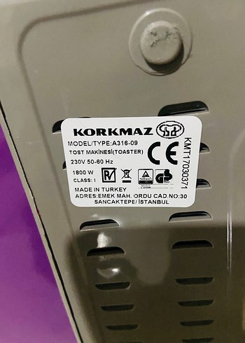 Korkmaz Mor Renkli Tost Makinesi - Görsel 7