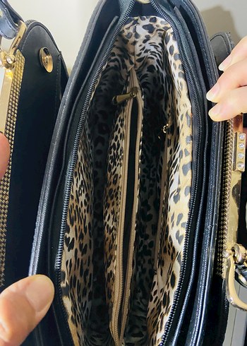 Sıfır şık Klasik Siyah Deri Kadın Çanta - Görsel 5