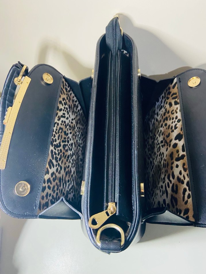 Sıfır şık Klasik Siyah Deri Kadın Çanta - Görsel 4