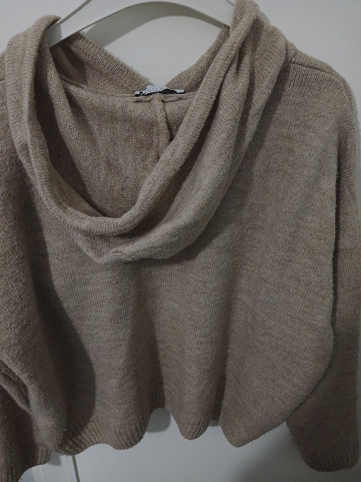 Bej Kadın Örgü Yün Kazak - Görsel 2