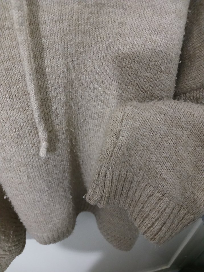 Bej Kadın Örgü Yün Kazak - Görsel 3