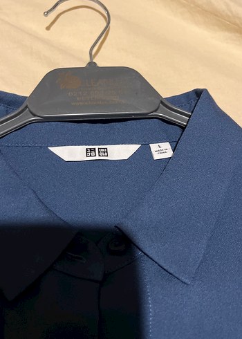 Uniqlo Düğmeli Lacivert Kadın Kısa Kollu Gömlek