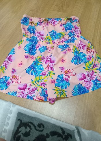 Pembe Straplez Mini Kadın Tulum - Görsel 5