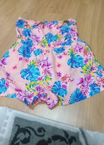 Pembe Straplez Mini Kadın Tulum - Görsel 4