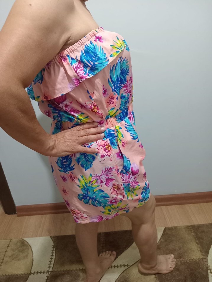 Pembe Straplez Mini Kadın Tulum - Görsel 3