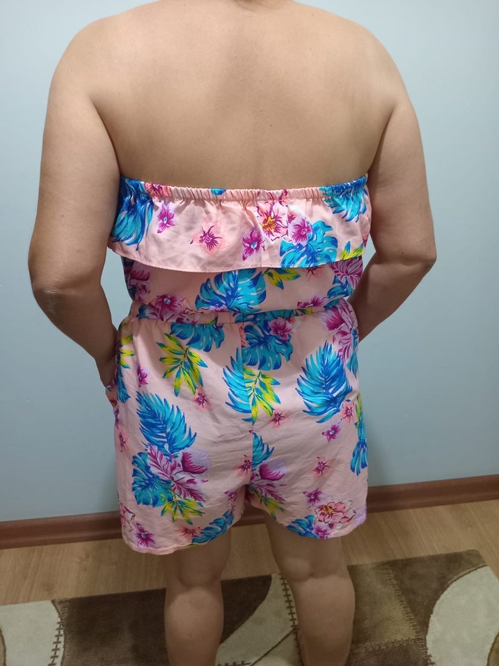 Pembe Straplez Mini Kadın Tulum - Görsel 2