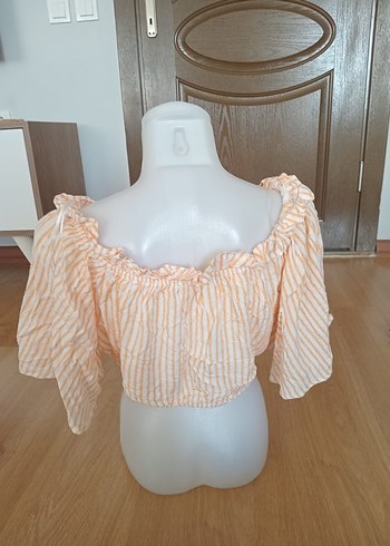 Bej Çizgili Kısa Kollu  büstiyer - Görsel 2
