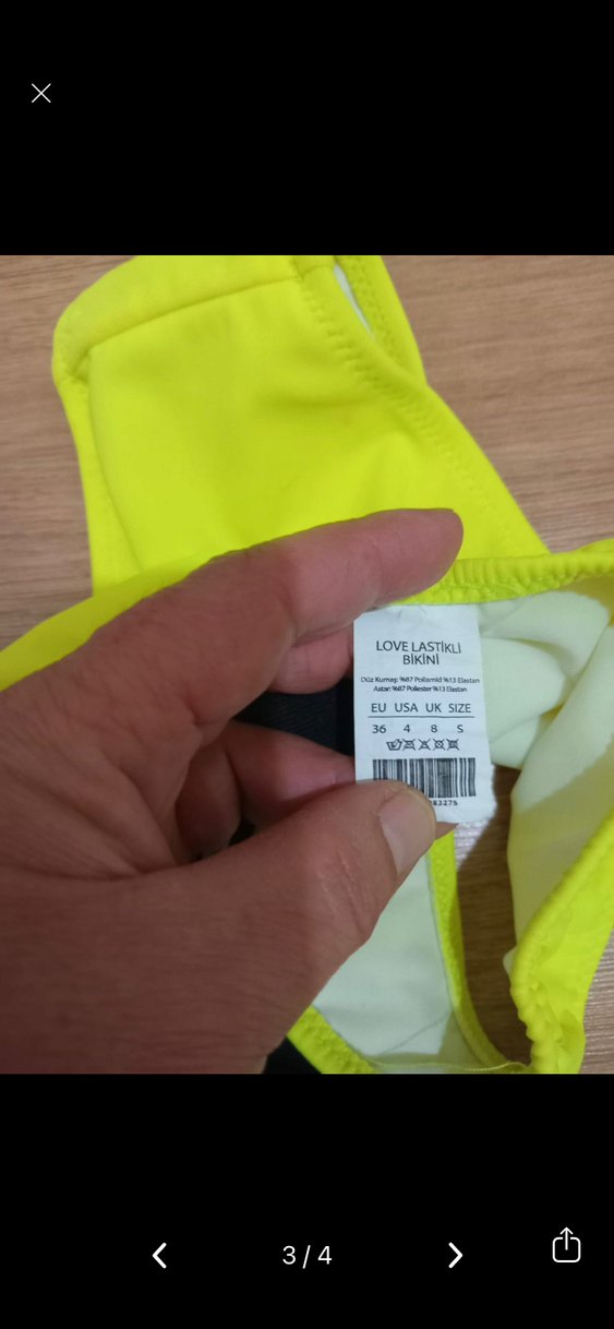 Sarı Askılı Kız Bikini Takımı mini leke - Görsel 3