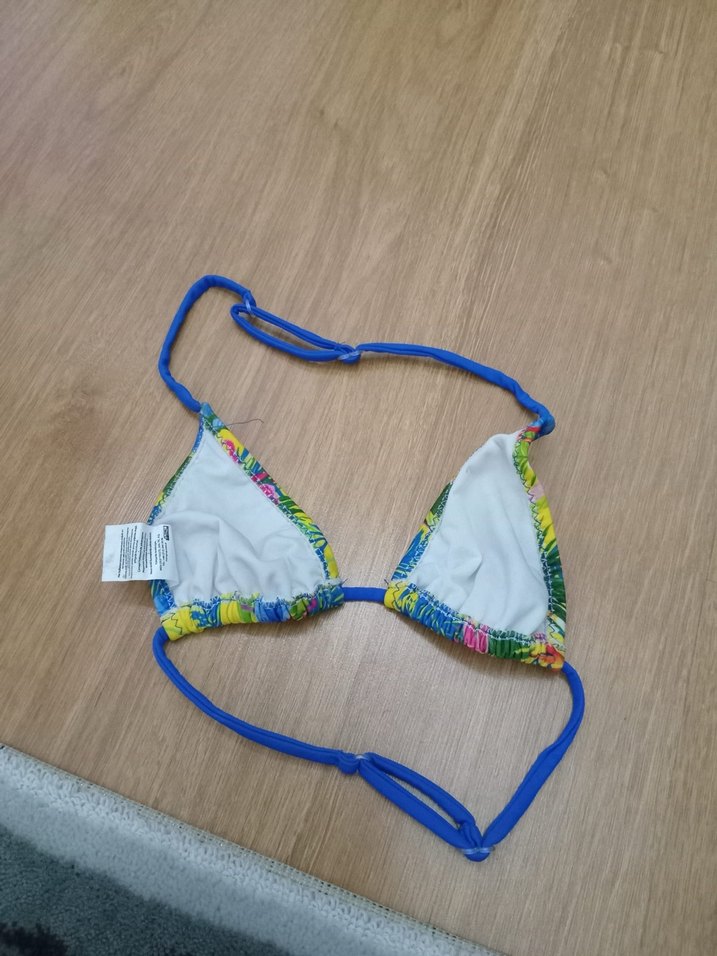 Renkli Bağlamalı Tropikal Desenli Bikini Üstü - Görsel 2