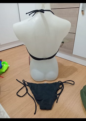 Siyah Mini Bantlı Strappy Bikini - Görsel 2