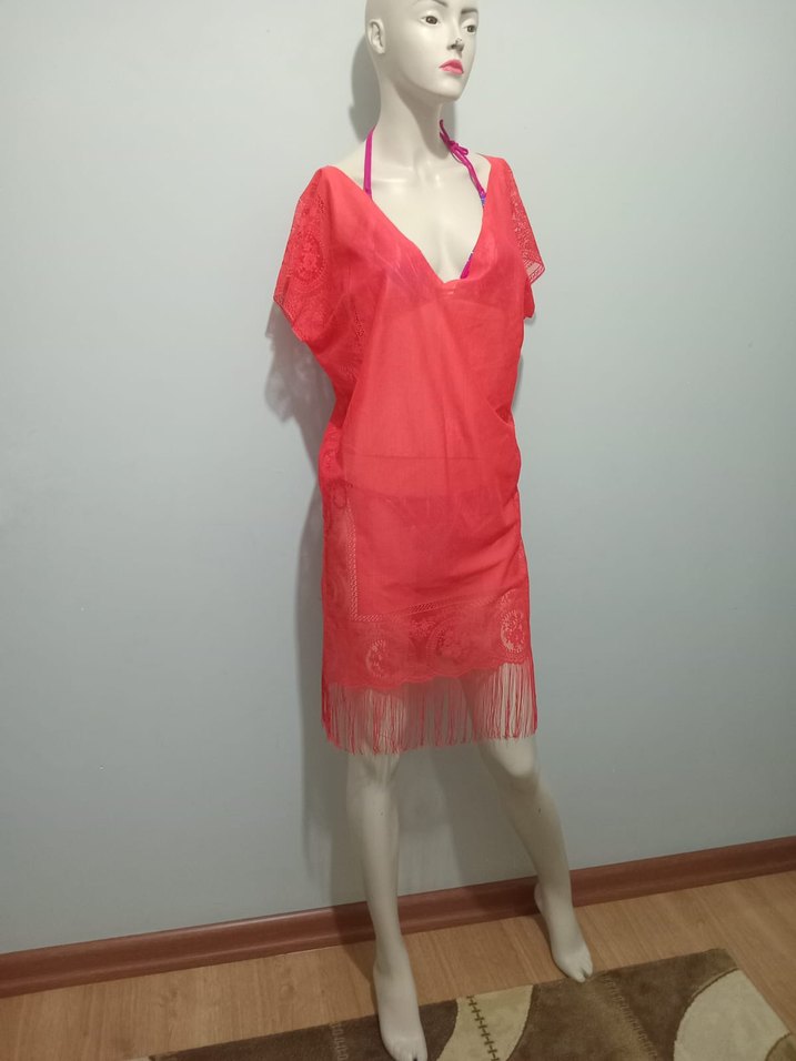 Kırmızı Bohem Mini Pareo - Görsel 2