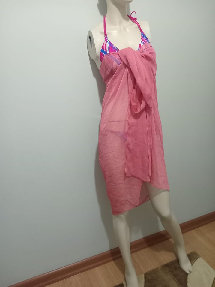 Pembe Drapeli Midi Bohem Pareo - Görsel 2