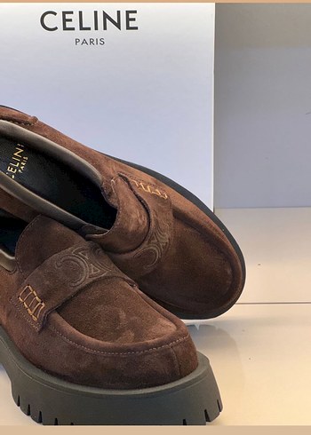 Celine Kahverengi Süet Kadın Loafer - Görsel 2