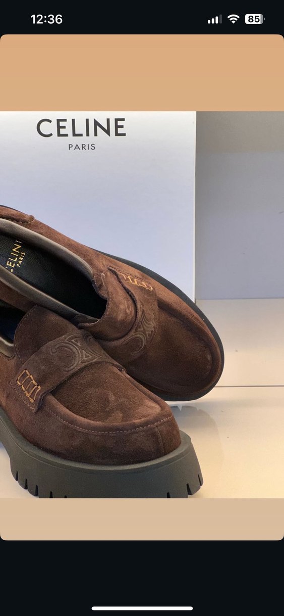 Celine Kahverengi Süet Kadın Loafer - Görsel 2