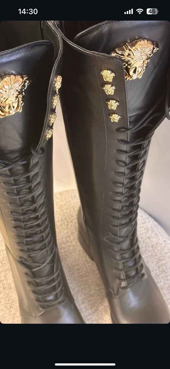 Siyah Deri Dizüstü Gotik Topuklu Çizmeler - Görsel 3