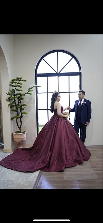 38 Beden bordo Renk Kınalık / bordo gelinlik