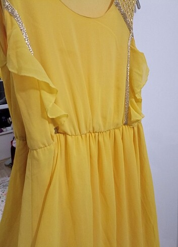 xl Beden sarı Renk Yazlık kadın elbise