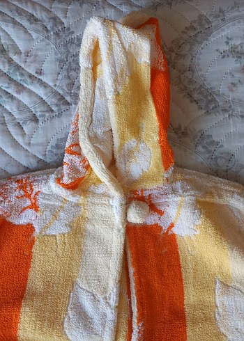 Çocuklar için Turuncu Batik Desenli Bornoz - Görsel 2