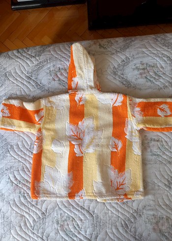 Çocuklar için Turuncu Batik Desenli Bornoz - Görsel 4