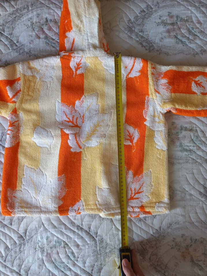 Çocuklar için Turuncu Batik Desenli Bornoz - Görsel 5