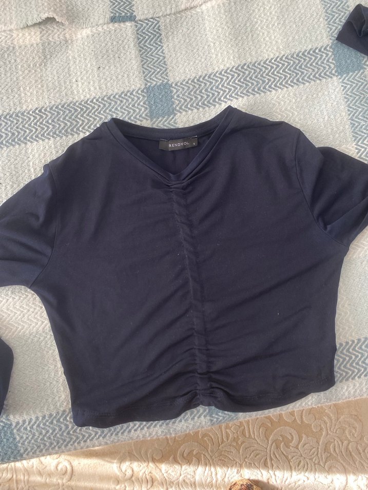 Lacivert Bisiklet Yaka Bluz - Görsel 2