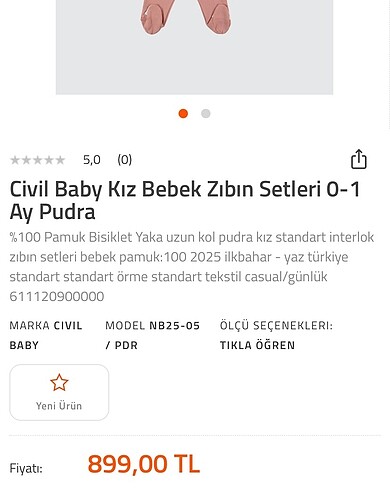 Yenidoğan Beden Civil yenidoğan set/hastane çıkışı
