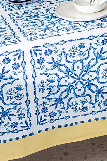 Beden mavi Renk Madame coco İtalyan desen masa örtüsü