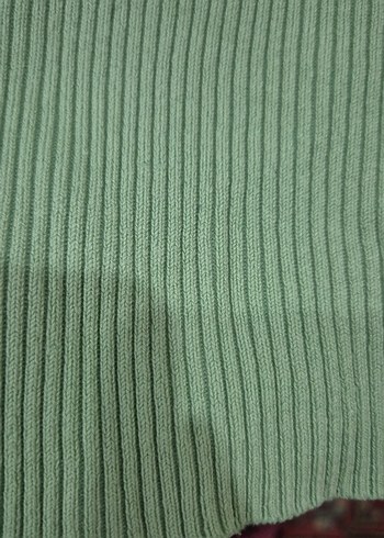 Kadın Yeşil Kısa Kollu Triko Tişört - Görsel 5