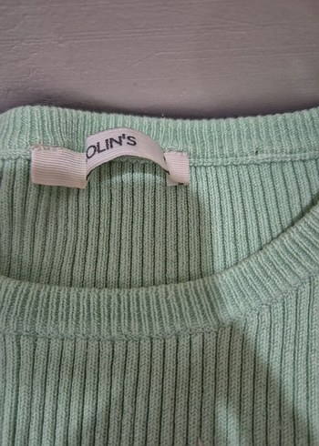 Kadın Yeşil Kısa Kollu Triko Tişört - Görsel 3