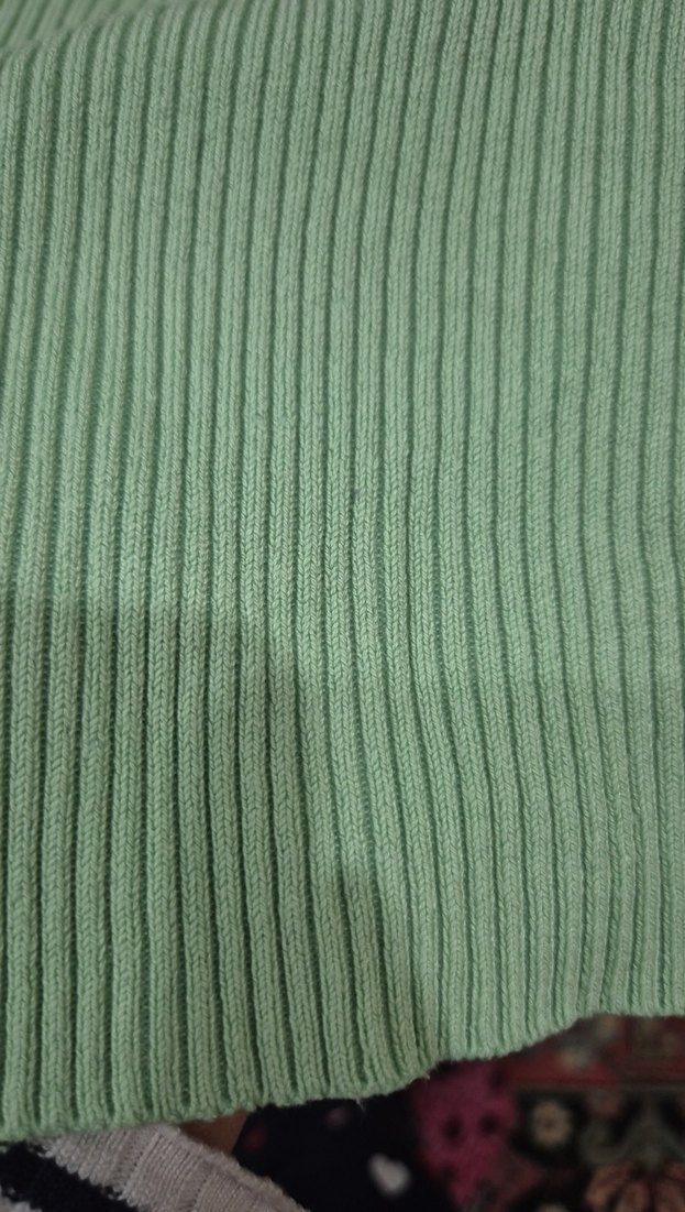 Kadın Yeşil Kısa Kollu Triko Tişört - Görsel 5