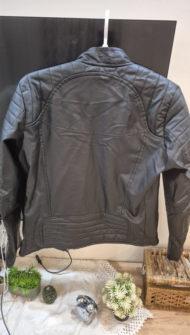 Siyah Deri Biker Ceket - Görsel 5