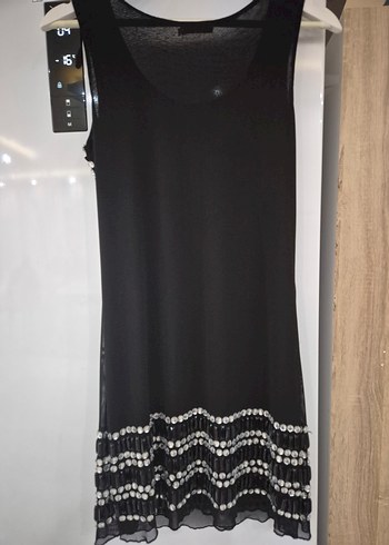 Boncuk İşlemeli Siyah Midi Abiye Elbise - Görsel 5