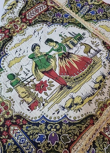 Dönem ürünü goblen yatak örtüsü  - Görsel 6