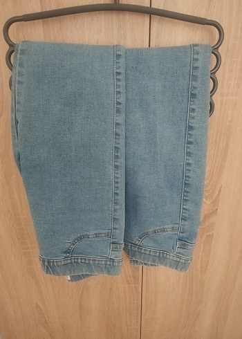 11-12 Yaş Beden Kız Çocuk Mavi Elastik Bel Denim Pantolon