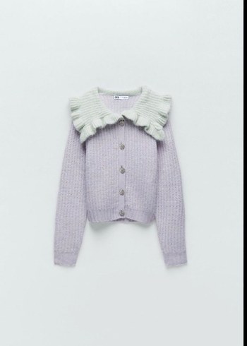 bebe yaka lila Kadın Hırka - Görsel 2