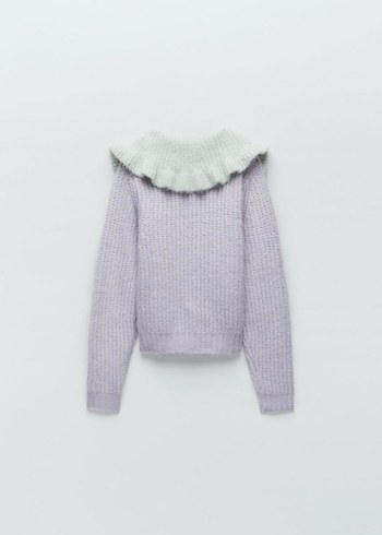 bebe yaka lila Kadın Hırka - Görsel 3