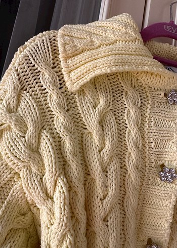 sari Örgü Kadın Hırka - Görsel 3