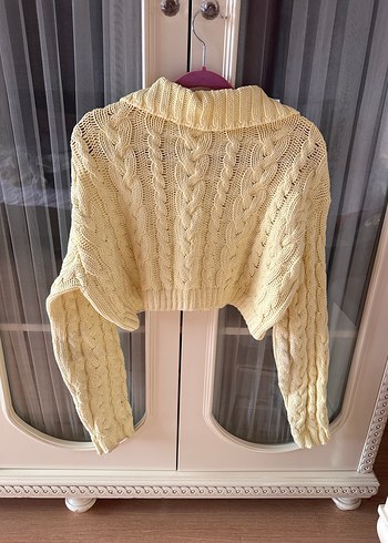 sari Örgü Kadın Hırka - Görsel 2