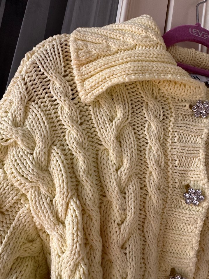 sari Örgü Kadın Hırka - Görsel 3