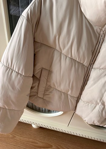 Bej Mini Kısa Kışlık Kadın Mont - Görsel 2