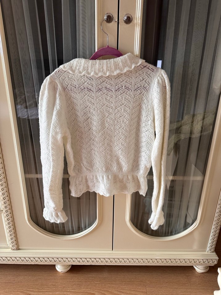 Beyaz Örgü Kadın Hırka - Görsel 3