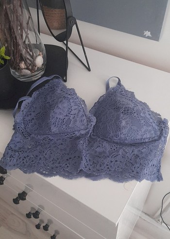 diğer Beden Dantelli Kadın Bralet - Mavi