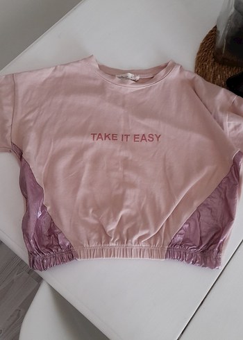 Diğer Kız Çocuk Pembe Baskılı Kısa Kollu Tişört