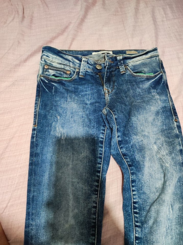 Düğmeli Mavi Kadın Denim Pantolon - Görsel 2
