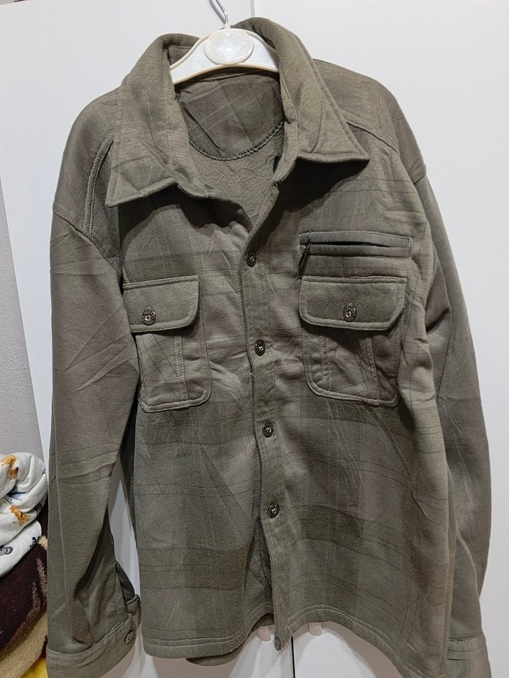 Gri Keten Düğmeli Erkek Gömlek 13  /14yaş - Görsel 3