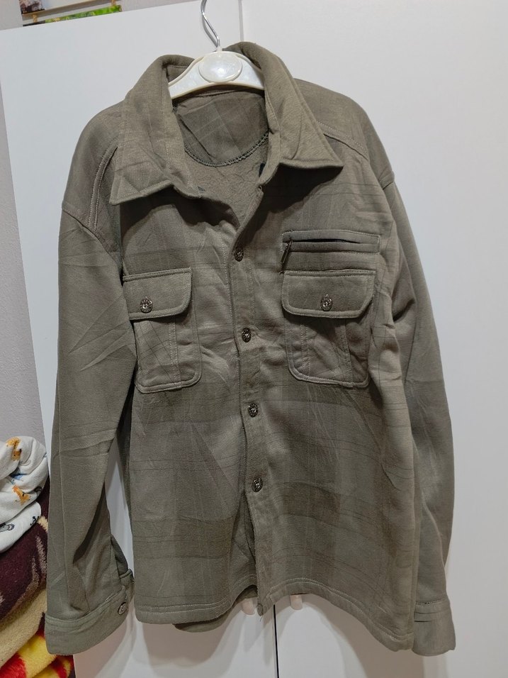 Gri Keten Düğmeli Erkek Gömlek 13  /14yaş - Görsel 2